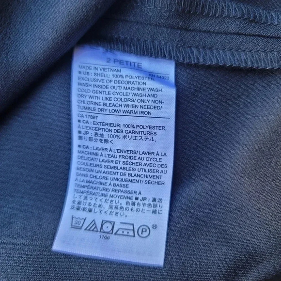 NWT $79 Banana Republic Dress Womens Black Faux Wrap Up Collared Work Petite 2P - Picture 13 of 13